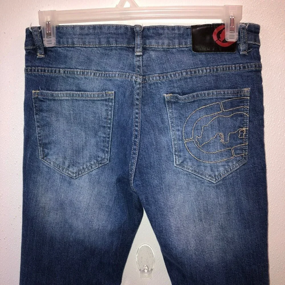 Ecko Unltd Mens Size 32 x 29.5  Medium Wash Faded Pockets Skinny Denim Jeans